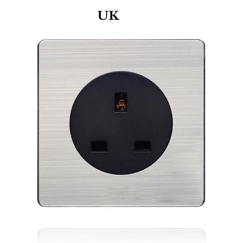 UK standard 1, 2, 3, 4 комплекта, 1, 2 варианта, матовый светильник из нержавеющей стали, розетка с любым щелчком, контрольная настенная розетка, переключатели, панель со светодиодом - Цвет: UK standard