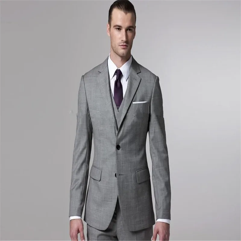 Gray Sharkskin Groom Suit Custom Made Grey Two-Toned Woven Wedding Suits For Men Bespoke Vintage Tuxedo | Мужская одежда
