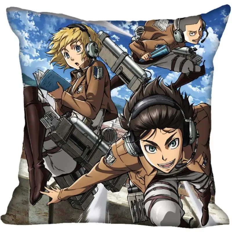 Заказной декоративный чехол для подушки Attack on Titan квадратный на молнии 33X33 40x40 45x45