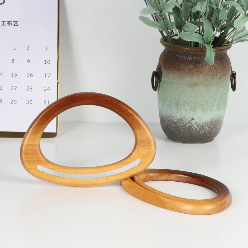 

18cm Oval Shape Wooden Purse Handle Diy Handbag Accessoires Wooden Purse Frame Hanger Wholesale Solid Wood Obag Handles
