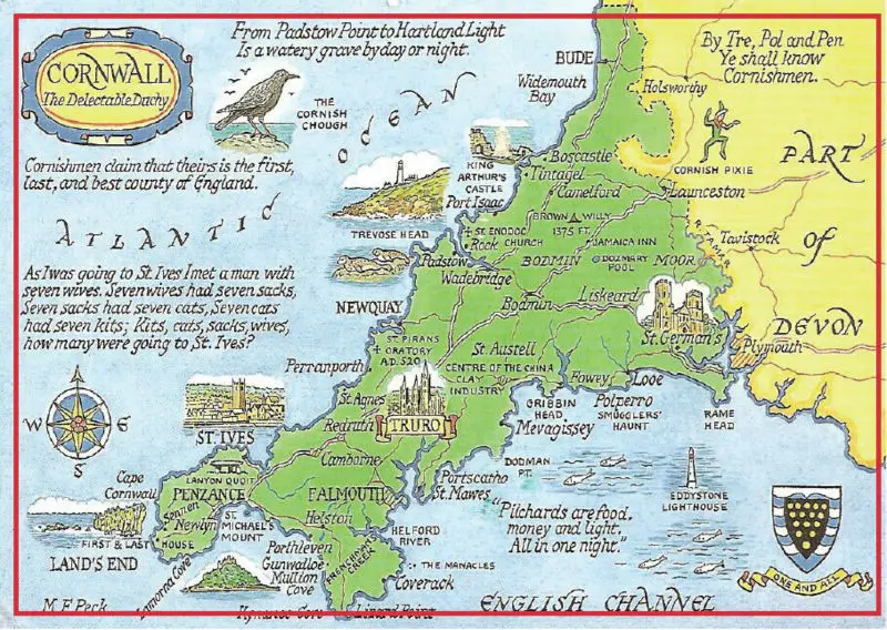 Туристические магниты 78*54 мм винтажная открытка Корнуолл Англии жесткое