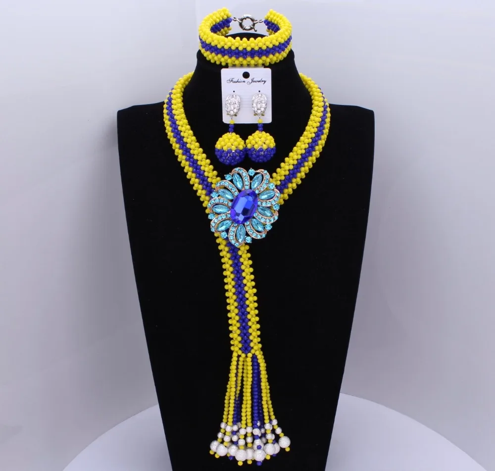 4 UJewelry наборы свадебных ювелирных изделий для невесты желтый и синий колье костюм