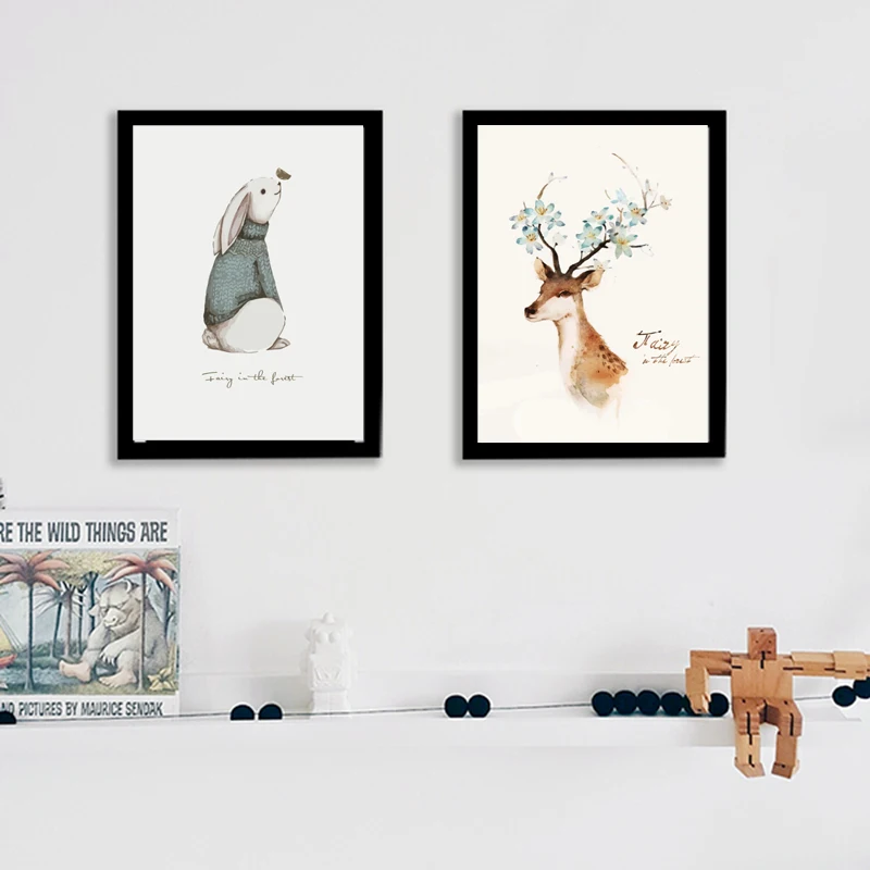 Скандинавские акварельные растения милый кактус декоративная настенная