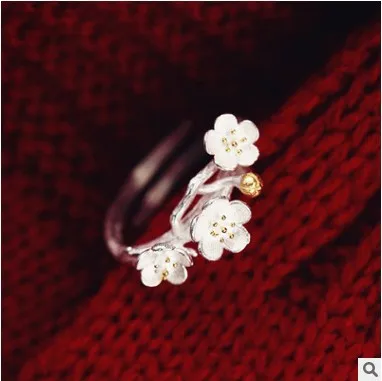 Женское Винтажное кольцо с цветком сливы регулируемое свадебное ювелирное