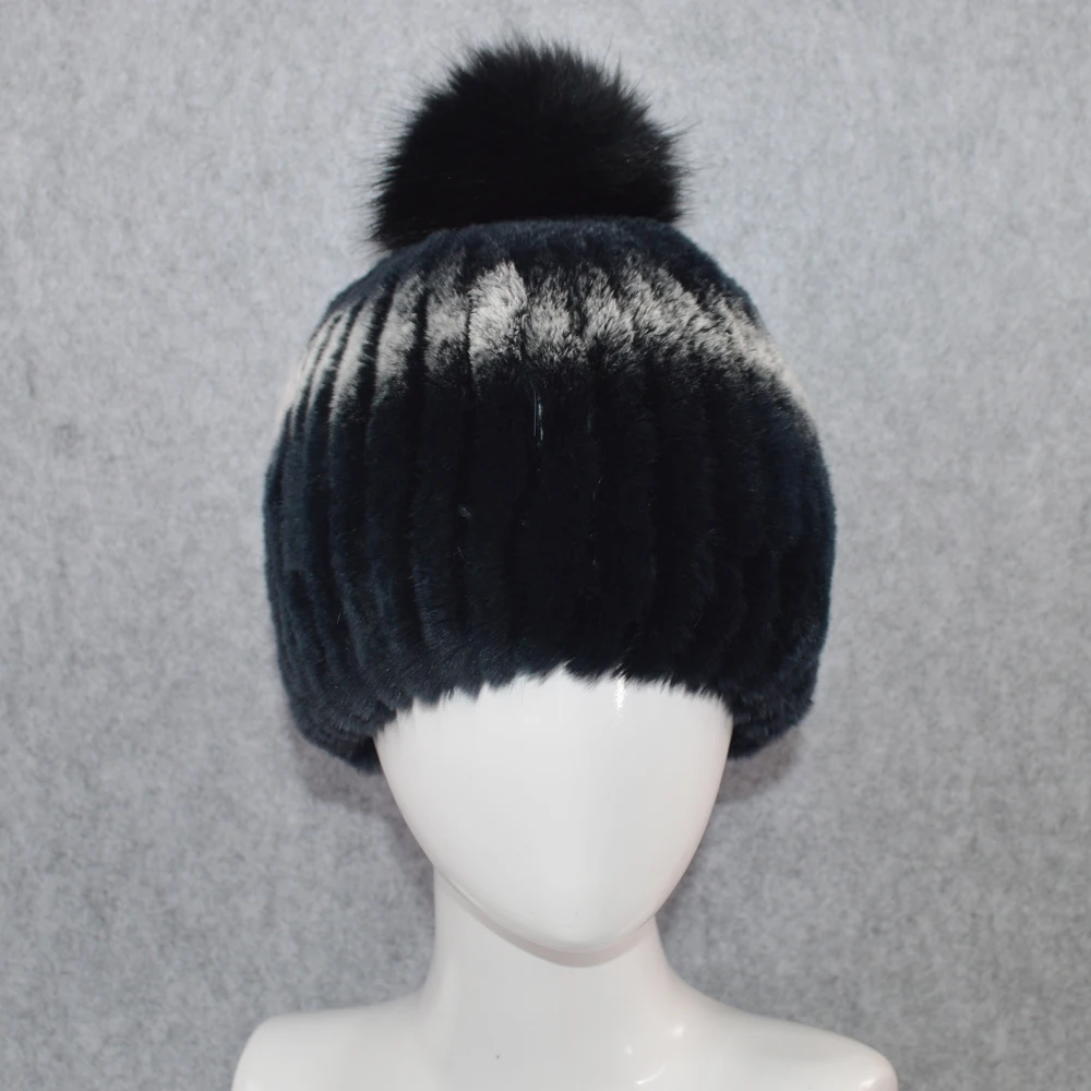 Русская зима натуральный шапка из меха кролика Рекс женские на резинке отделка