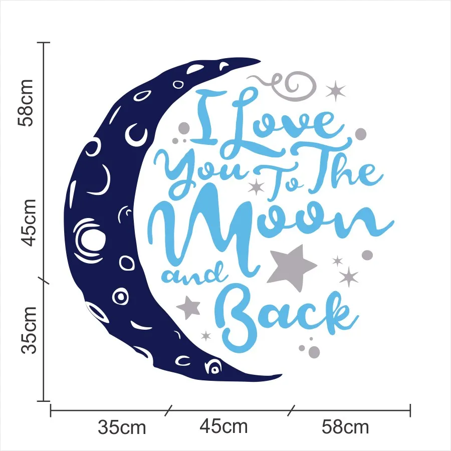 YOYOYU наклейка-цитата на стену I Love you to the Moon and Back Виниловая наклейка детская