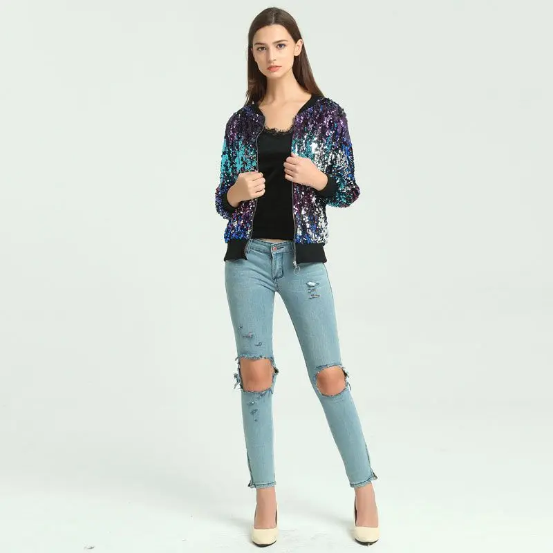 Женское пальто RealShe базовое с градиентом и блестками длинным рукавом для осени