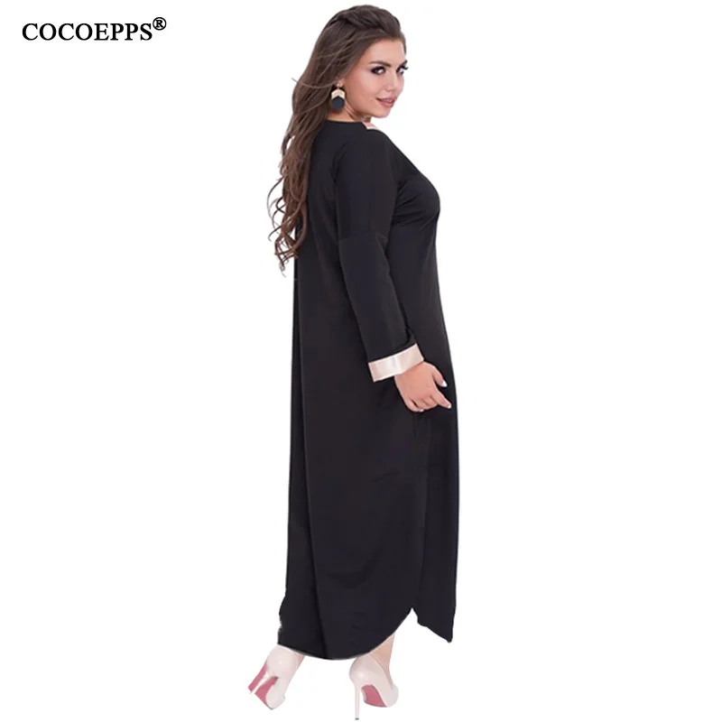 Женское длинное платье теплое хлопковое большого размера 5XL 6XL свободное на осень