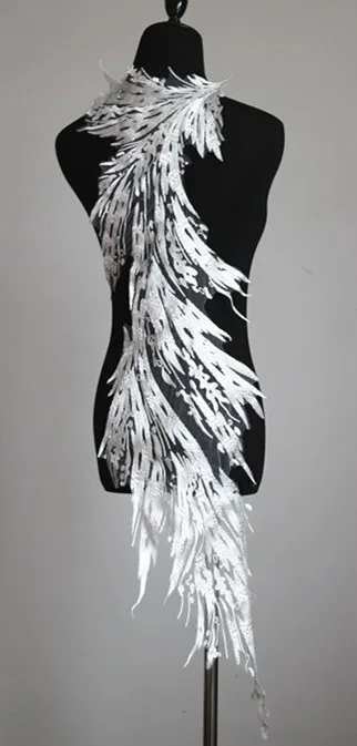 A Left 1 piece New fashion L Wings embroidery lace cloth paste Wedding Dress Adornment DIY clothing accessories RS1993 - Цвет: A Left 1 piece