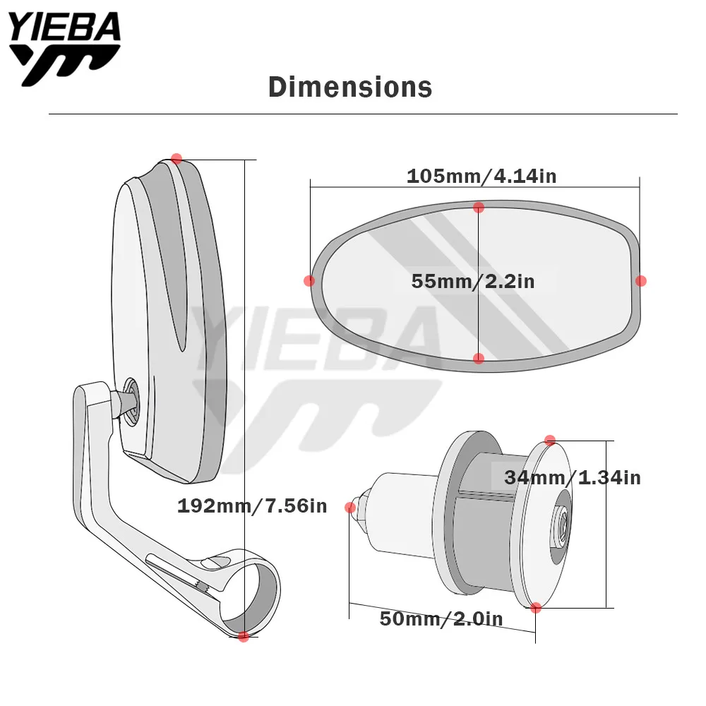 

For SUZUKI SV1000/S TL1000R GSXR1000 GSXR600 GSXR750 GSXR1000 7/8" 22mm Universal Motorcycle Mirrors View Side Rear Mirror