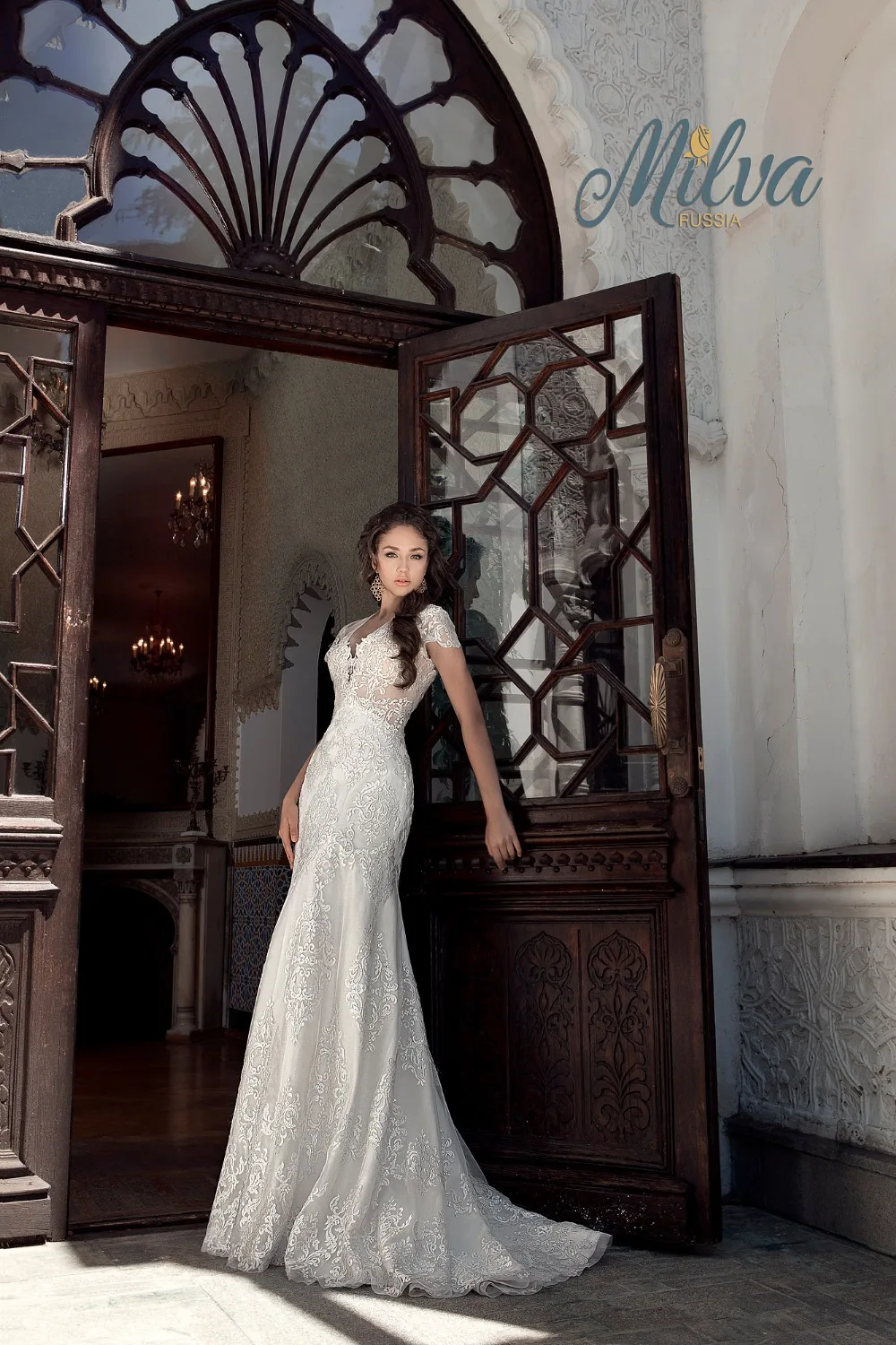 Stylish Vintage Lace Wedding Dress 2017 Corset Back Sweep Train Mermaid Gowns V Neck vestido de casamento | Свадьбы и торжества