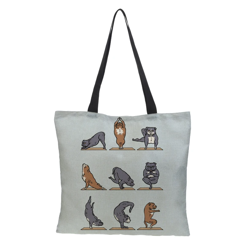 Подгонянный льняной мешок для покупок двухсторонняя милая сумка с рисунком