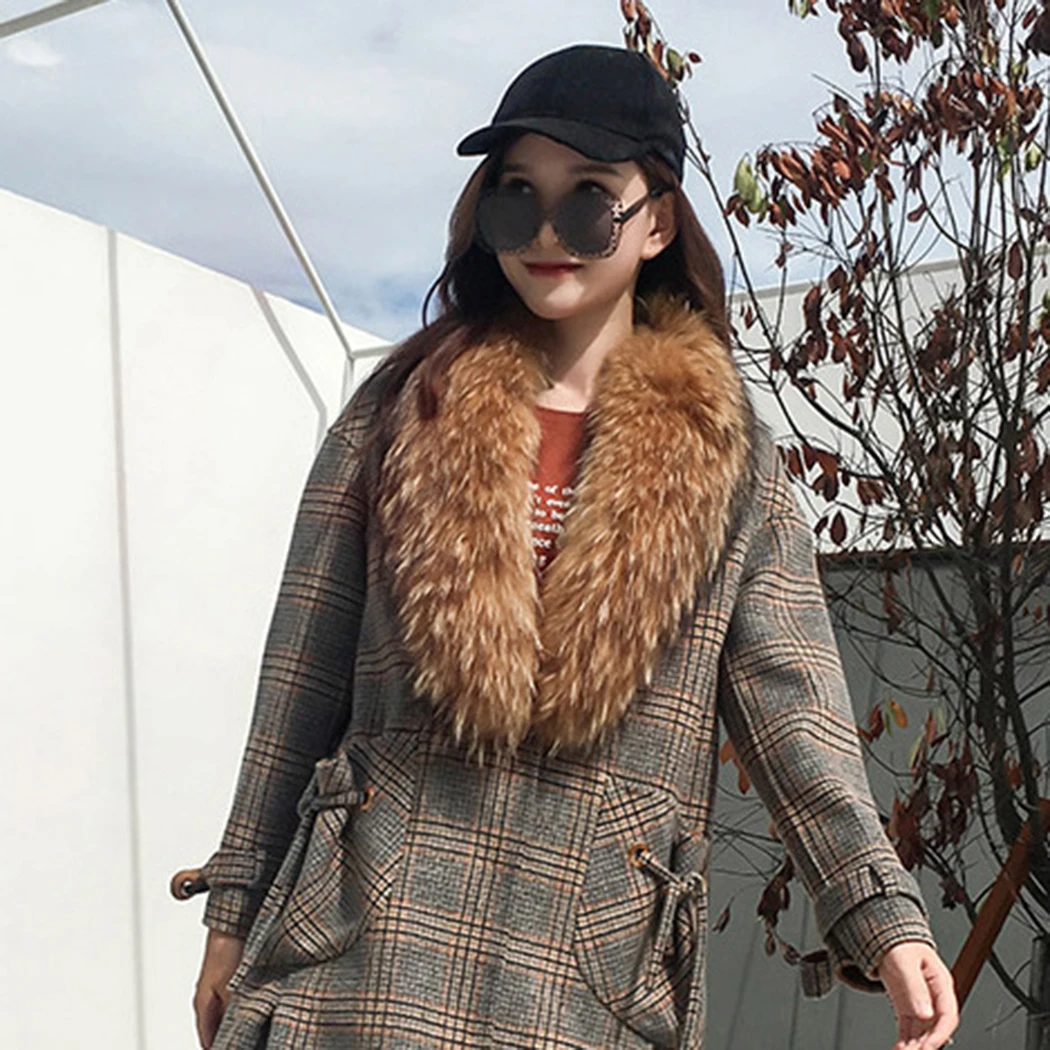 Зимний теплый шарф Для женщин пушистая шаль капюшон с меховым декором для куртки