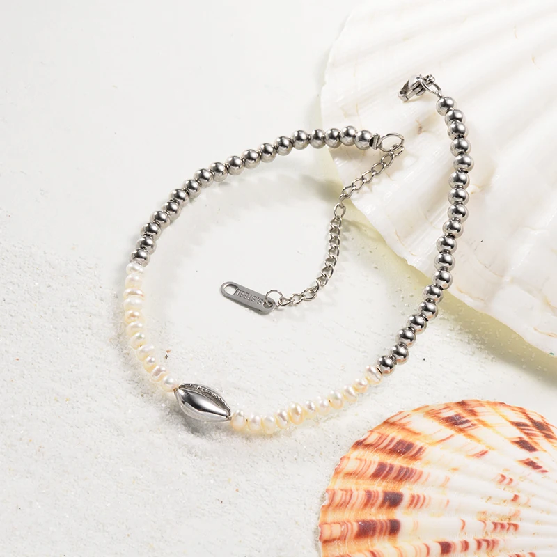 Браслет Baoyan с бусинами из нержавеющей стали ручной работы серебряный браслет