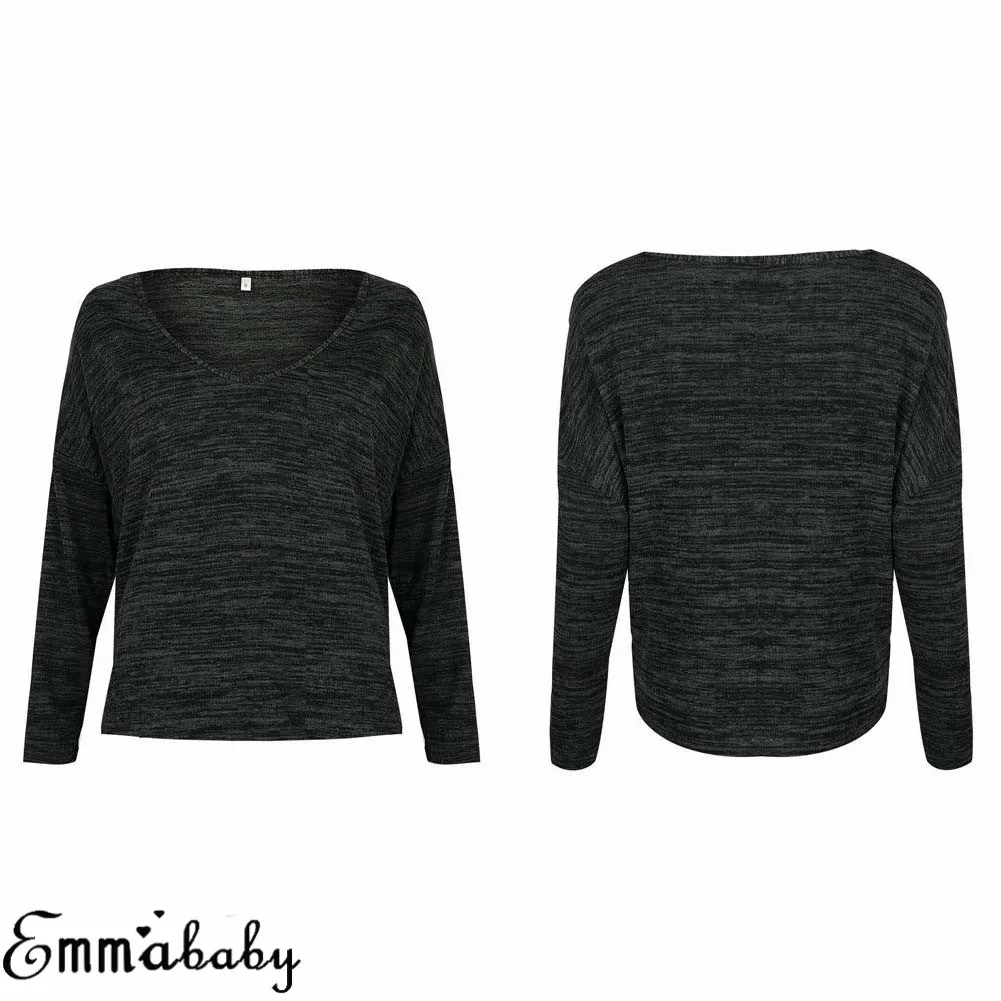 Женский свитер с открытыми плечами и v-образным вырезом Новинка осени 2018 пуловер