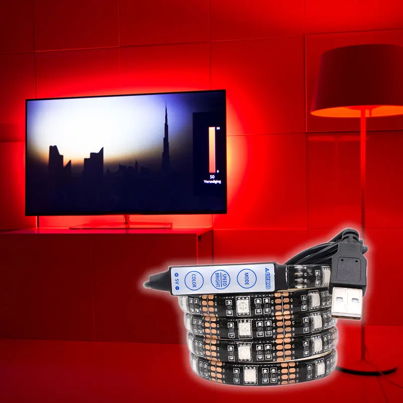 1 шт. DC 5 В USB питание Декор RGB водонепроницаемая светодиодная лента SMD 5050 м для ТВ