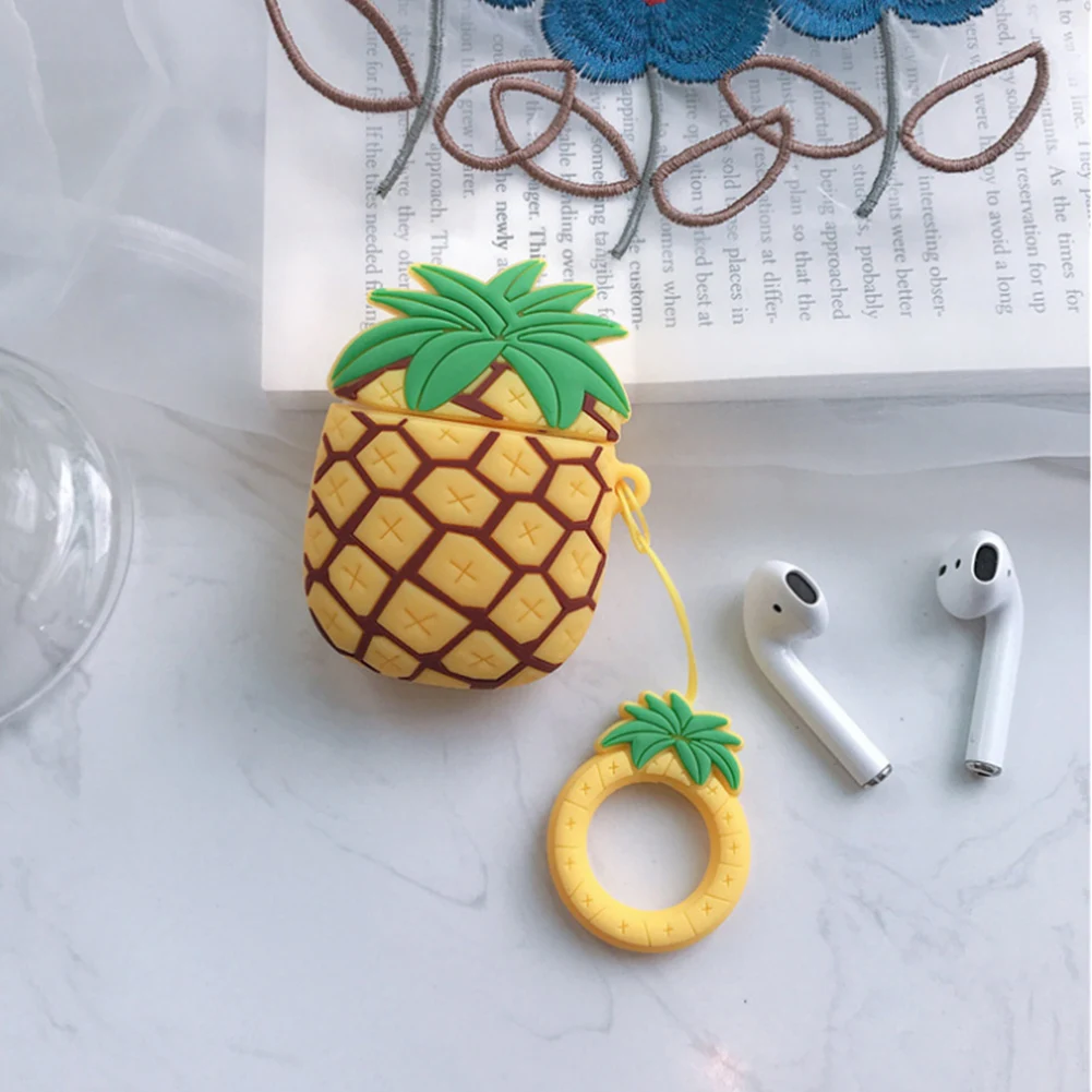 Силиконовый чехол для наушников AirPods ананас сумка Apple Airpods зарядное устройство