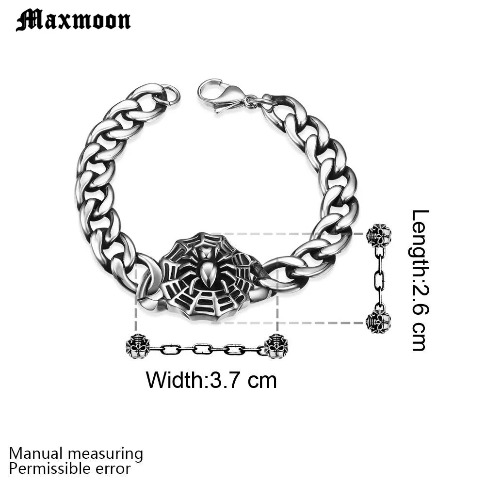 Maxmoon Прямая поставка модная коллекция панк паук для мужчин браслеты нержавеющая