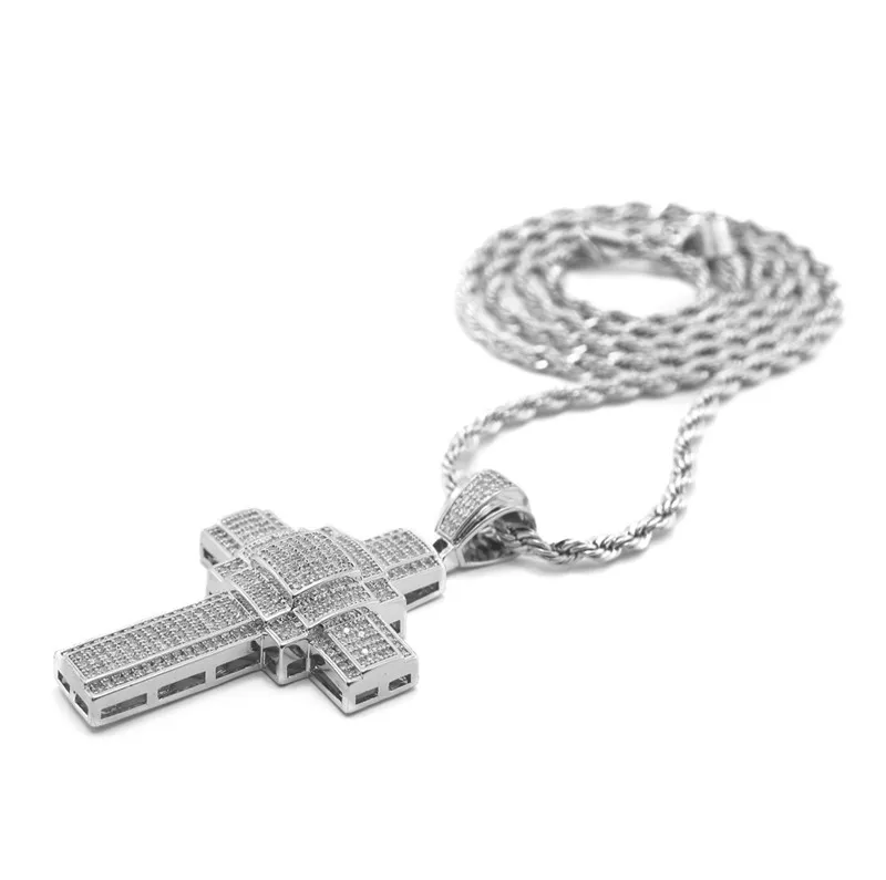 Женская и Мужская винтажная подвеска UWIN в стиле хип хоп с кристаллами стразы|cross