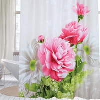 happy tree polyester red peony shower curtain thicken fabric bathroom curtain flower waterproof bath curtain four sizes