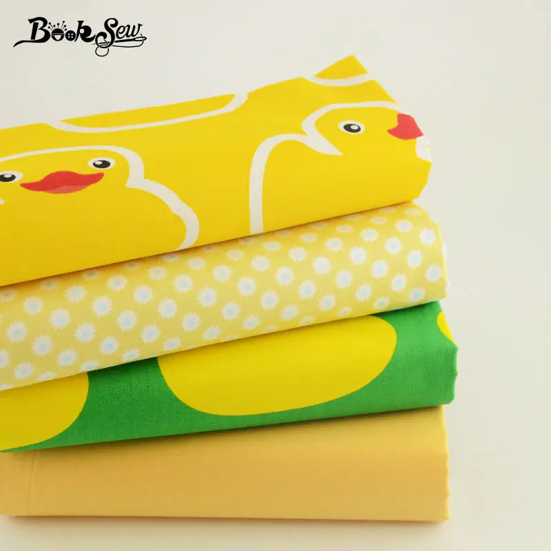 Cuted Yellow Dark and Flowers Printed 100% Twill Cotton Fabric 4piece/lot Children Clothes 40cm X50cm Quilting Meter Bedding|cotton fabric|cotton