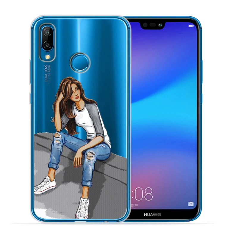 Модный чехол для девочек huawei P30 Lite P20 Pro P30 Lite P8Lite P9Lite P Smart Capa Мягкий силиконовый чехол Etui
