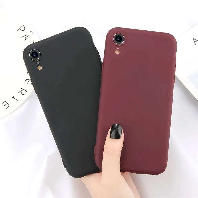 Lovebay Phone Case For iPhone 5 5s SE 6 6s 7 8 Plus X XR XS Max Fashion Candy Color Simple Solid Soft TPU |