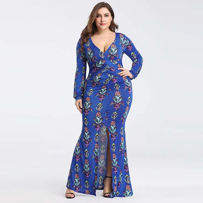 WHZHM 4XL 5XL знаменитостей макси с длинным рукавом высокой талией плюс размер 3XL