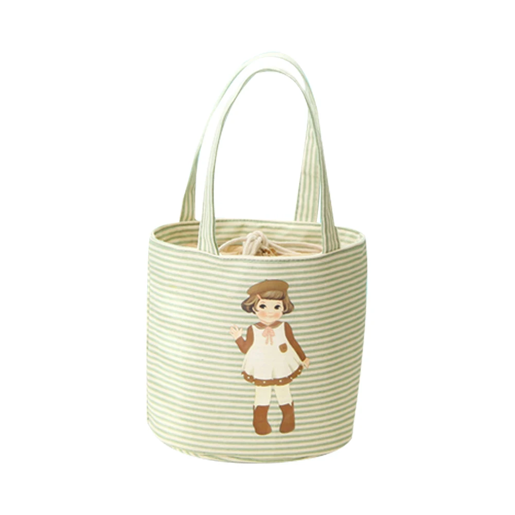 Термальность Обед сумка переносная термос холст Bento Drawstring с Фольга лайнер для