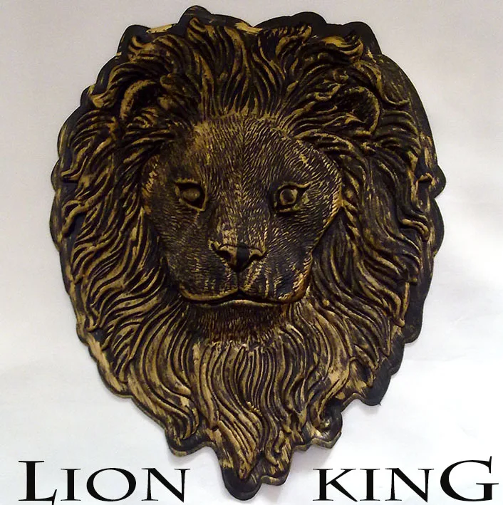 35*42 см большой 3D черный и золотой принт Голова короля льва пришить патч