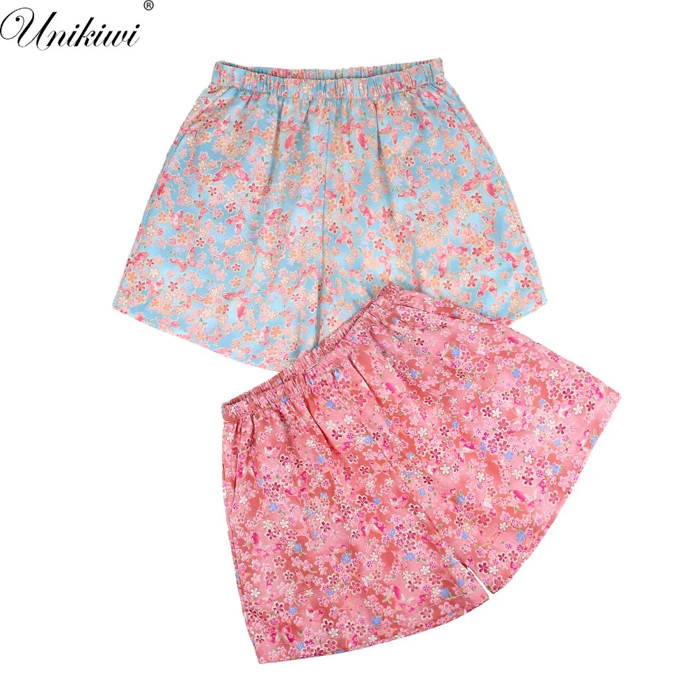 Для женщин Летний сон плавки японским цветочным Хлопковая пижама Шорты домашние