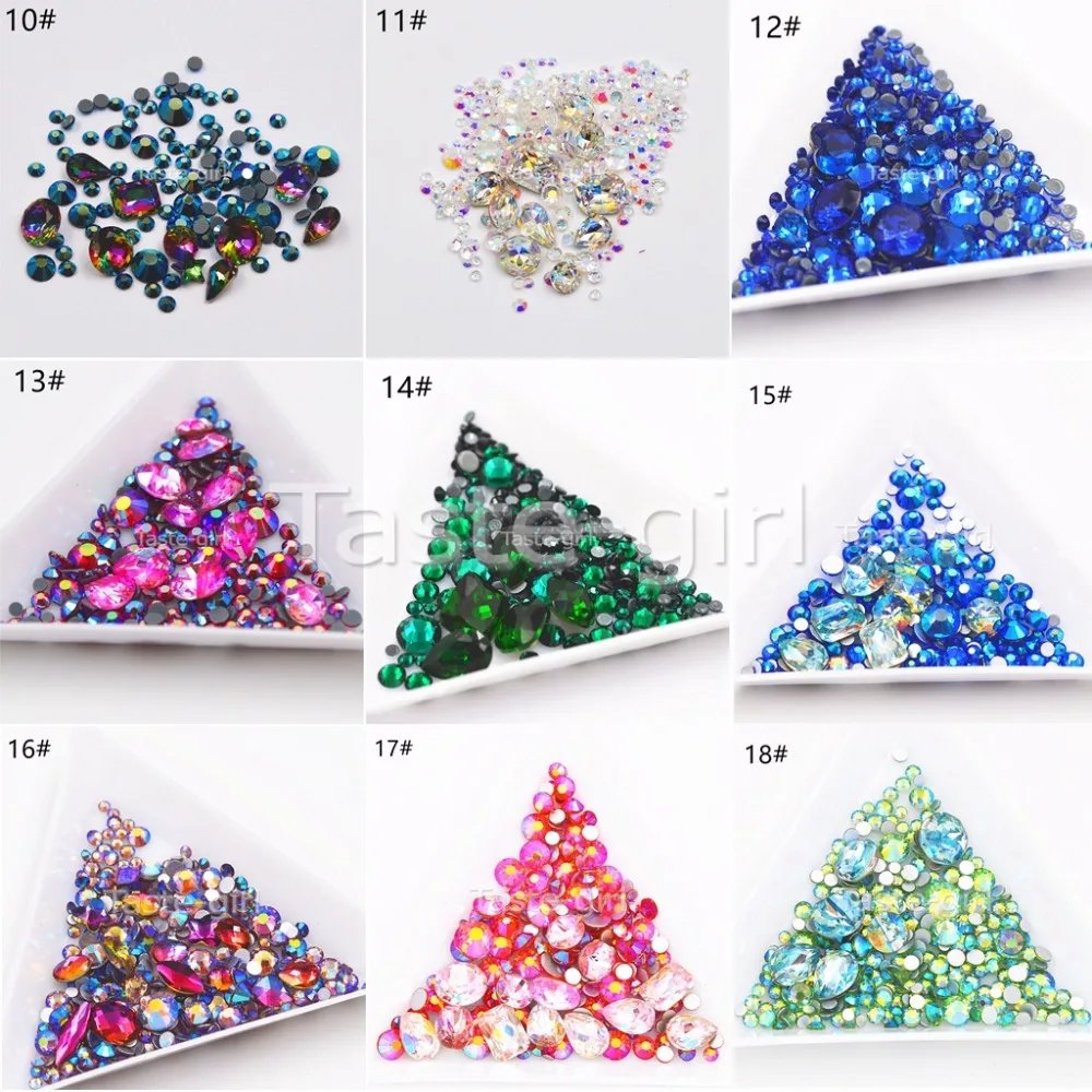 

Mixed stlye color Nails Rhinestones Gems crystal 3D Nail Art Decorations DIY nails Accessories beauty nail supplies tools