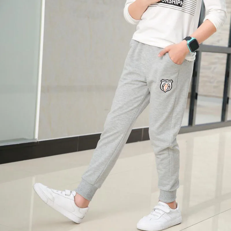 boy gray pants Спортивные штаны для мальчиков, хлопковые детские штаны, детские штаны на весну-осень для подростков, детская одежда в повседневном стиле для мальчиков 4, 6, 8, 10, 12, 14 лет - Цвет: boy gray pants