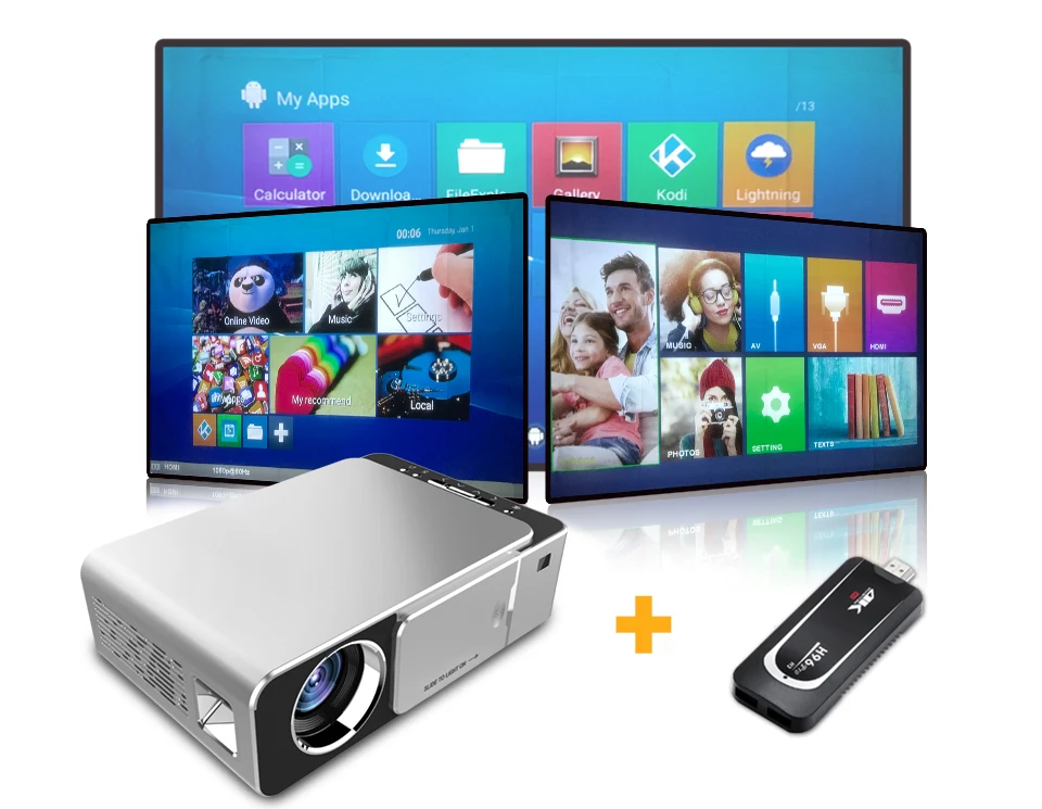 WL T6 Multi-language Projector 1080P Resolution Home Theater LED Portable HD Projector Nice Design Small New arrival