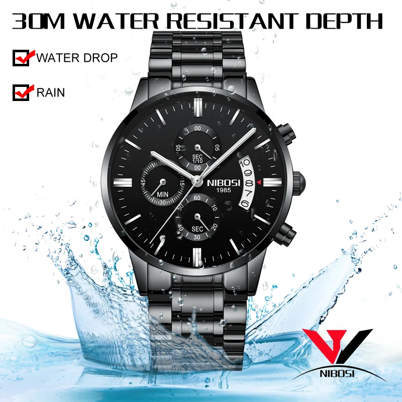 NIBOSI мужские часы с хронографом спортивные s лучший бренд класса люкс