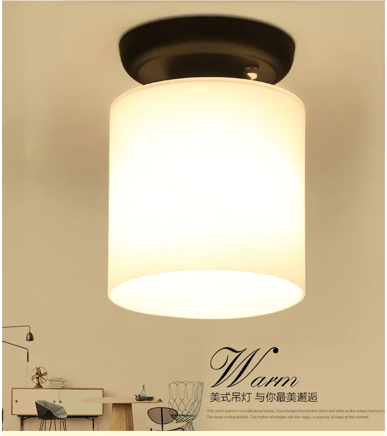 Модные короткие цилиндрические белые матовые стеклянные потолочные светильники