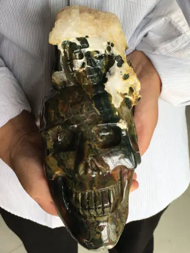 4200 г натуральные критальные черепа океанской яшмы резные Хрустальные подарки на