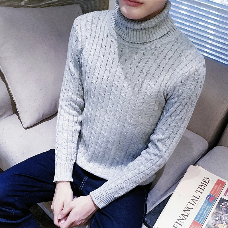 

Sweater Man Knitted Winter Warm Pullovers V-neck Long Sleeve turtleneck Standard Sweaters Male Jumper