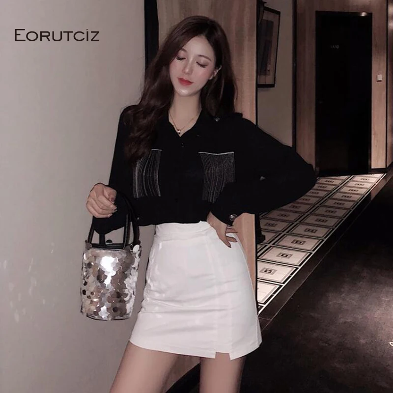 Женская блузка с кисточками EORUTCIZ винтажная облегающая черная большого размера