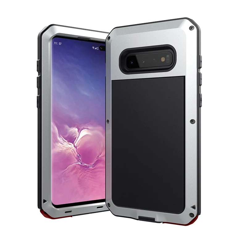 Сверхпрочный металлический бронированный чехол для телефона samsung Galaxy S10 S10Plus S10Lite чехол s водонепроницаемый противоударный чехол для Galaxy Note 10 - Цвет: Silver