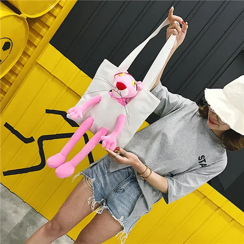 Sad Frog сумка аниме Розовая пантера Sad Frog fees Плюшевая Кукла Косплей животные милые игрушки Холст сумка на плечо для девочки подарок - Цвет: white Canvas