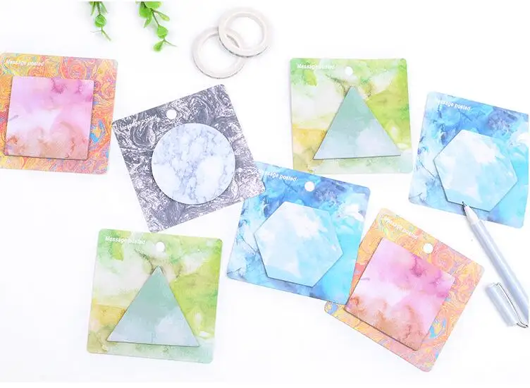 

4pcs Novelty gemetry Sticky Notes Planner Stickers Scrapbooking memo boards Memo Pad Sticky bookmark Office Supplies Papelaria