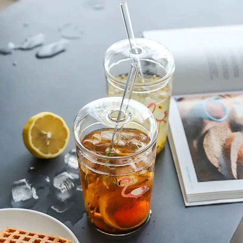 Стакан с Фламинго кружка соломинкой и крышкой фруктовый салат сок смузи пиво