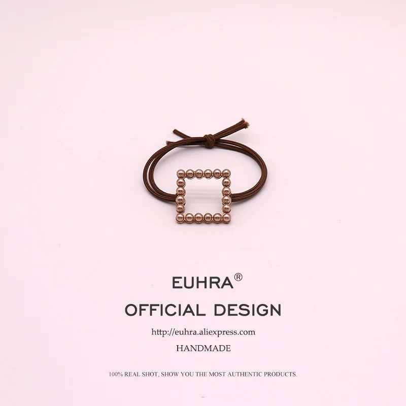 EUHRA 6 цветов эластичная жемчужная инкрустация Форма Сердце квадратная круглая для женщин лента для волос Детская резинка высокая эластичность