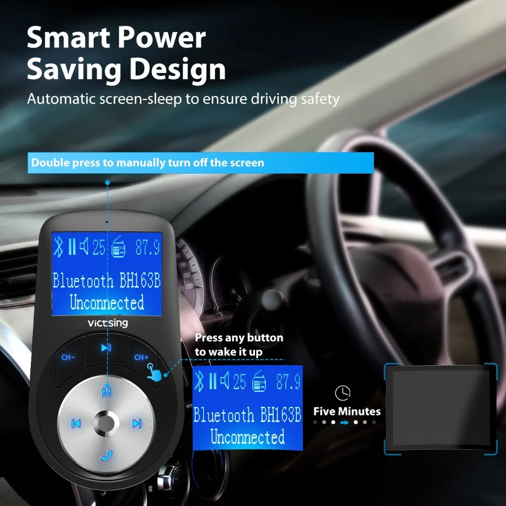 VicTsing новый Bluetooth передатчик беспроводной ручной автомобильный комплект MP3