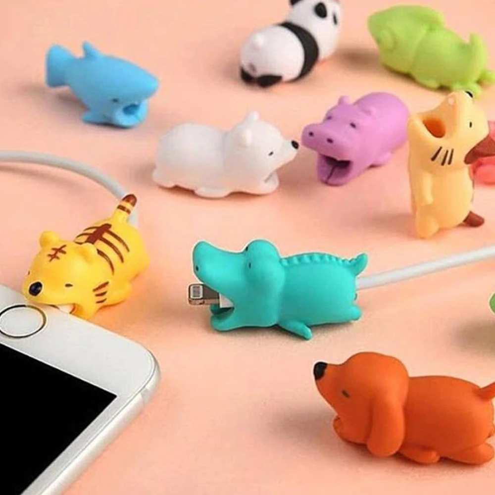 

Cartoons Animal Bite Cable Data Protector Dogs Cats Cute Shaper Winder Organizer for Iphone Ipad Data Line Protection Phone