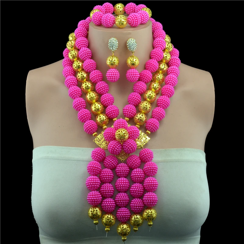 Африканский пластиковый жемчужный шар бусы ожерелье набор нигерийский