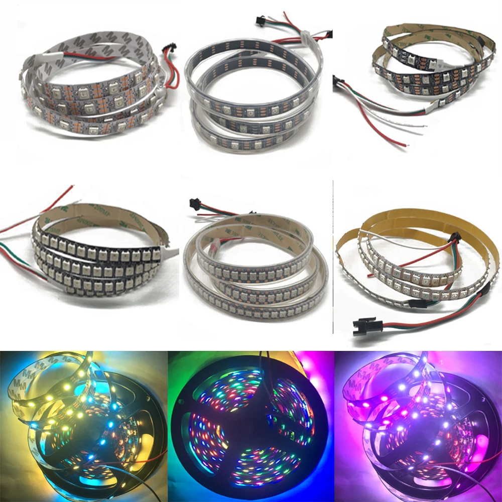 Светодиодная лента WS2812B 5050 RGB 5 м 150 светодиодов 300 30 светодиодов/м индивидуально