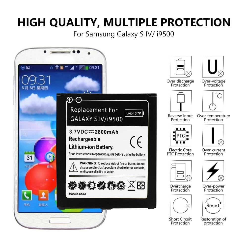 Литиевая батарея 2800mAh для Samsung S4 Bateria запасная Galaxy SIV i9500 i9505 i9500|Аккумуляторы