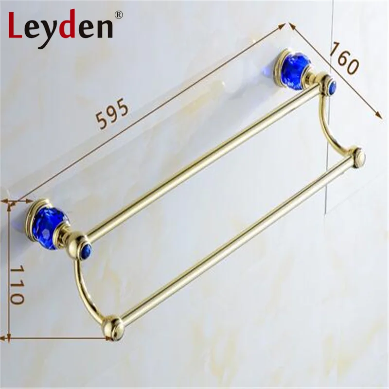 Лейден роскошный золотой Латунный и хрустальный двойной полотенцесушитель
